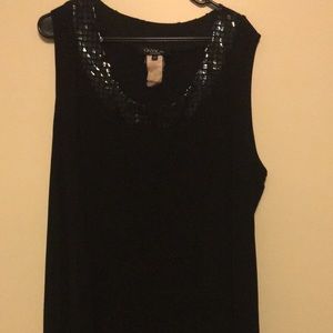 Black knee length straight cut dress with sequins